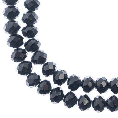 Sundaylace Creations & Bling Rondelle Beads 8*10mm Crystal Lane Rondelle, Opaque Black