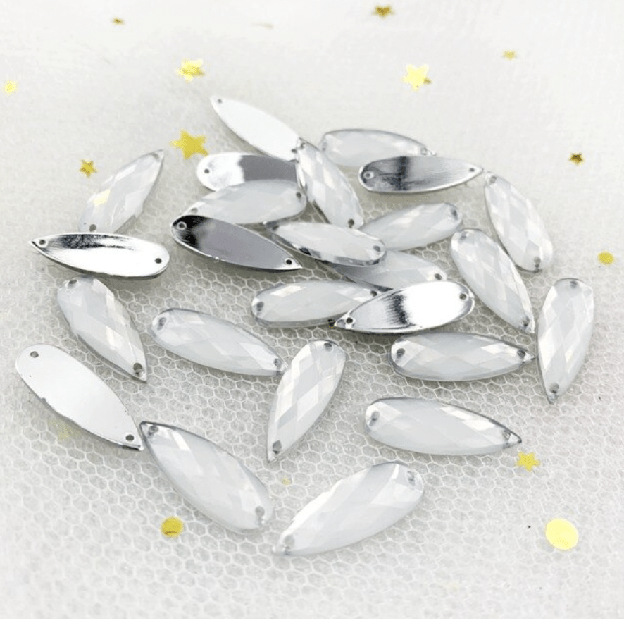Sundaylace Creations & Bling Resin Gems Opal White 8*22m Mixed Opal, Long Teardrop, Glue on, Resin Gem