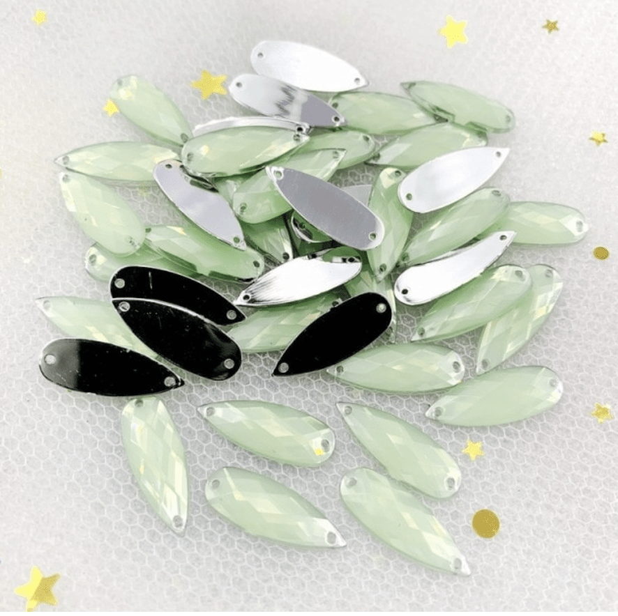 Sundaylace Creations & Bling Resin Gems Opal Mint Green 8*22m Mixed Opal, Long Teardrop, Glue on, Resin Gem