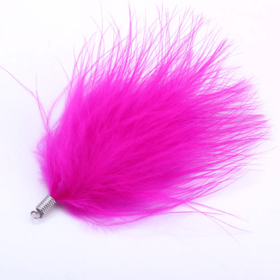 Sundaylace Creations & Bling Hot Pink Turkey Feathers 80mm Soft Fluffy Turkey Feather Tassel with one hole silver top, Earring Findings (Sold 5 pair)