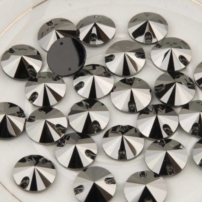 Sundaylace Creations & Bling Glass Gems 8mm-12mm Metallic Silver/Gold Hematite Metallic Rivoli, Sew on, Glass Gem