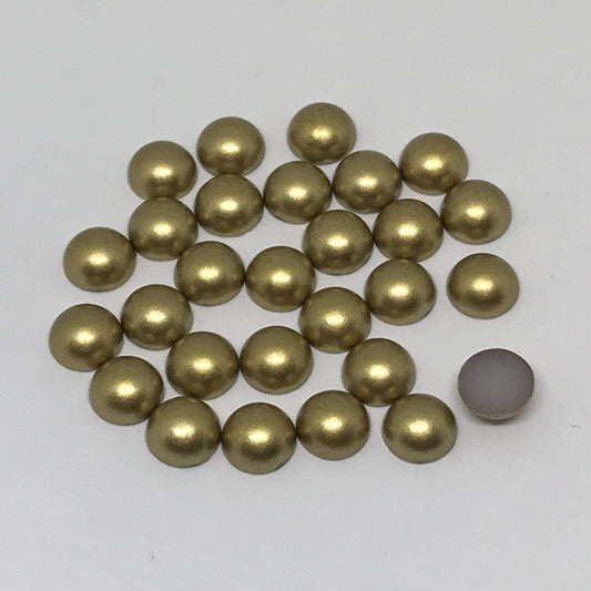 Sundaylace Creations & Bling Pearl Gems 8mm or 10mm Matte Gold Pearl Glue on Resin Gem *Sold in Set of 10 Gems*