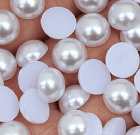 Sundaylace Creations & Bling Resin Gems 8mm White Pearl Round, Glue on, Resin Gem (Sold in Pair)