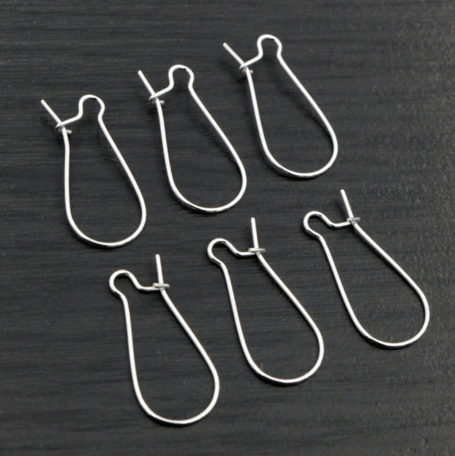 John Beads Basics 9*18mm Rounded Kidney Earwire Silver Earring Findings 20 pcs, Basics