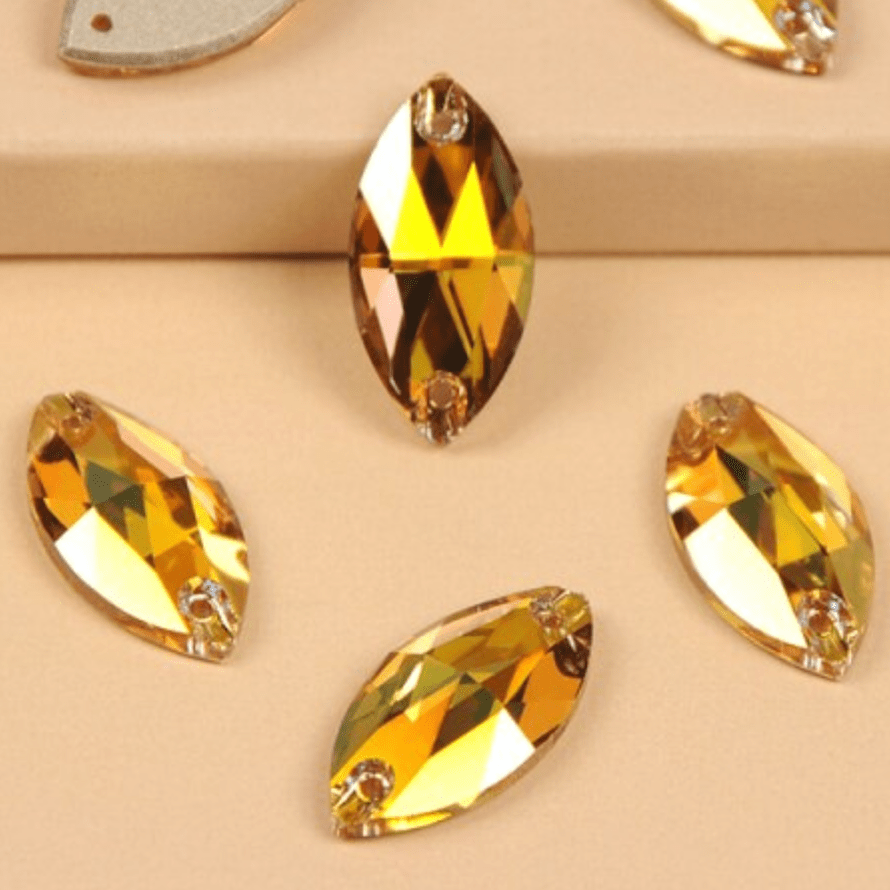 Fancy Glass Gems Fancy Glass Gems 9*18mm Sunshine Luster *Light Yellow AB*, sew on, Fancy Glass Gem