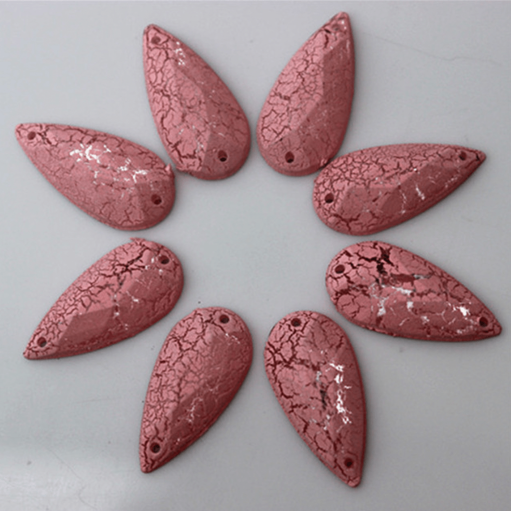 Sundaylace Creations & Bling Resin Gems 9*19mm Cracked Matte Chalk Textured Long Teardrop, Sew on, Resin Gems (Sold in Pair)
