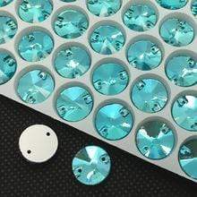 Sundaylace Creations & Bling Glass Gem Aqua Rivoli Glass Gem, Sew On gem, in  8mm, 10mm, & 12mm