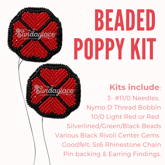 Sundaylace Creations & Bling Promotions Beaded Poppy Starter Kits, New Beaders Basics