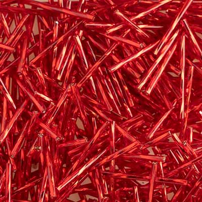 Sundaylace Creations & Bling Bugles Beads BUGLES Silver Lined Light Red, Twisted Long Tubes 30mm