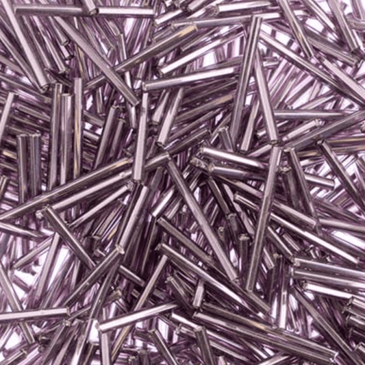 Sundaylace Creations & Bling Bugles Beads BUGLES Silver Lined Purple Long 30mm