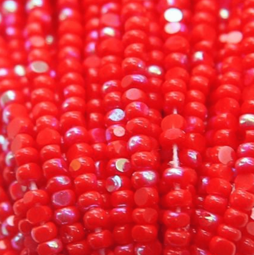 Charlotte Cut *Premium SHEEN India Seed Bead- Opaque Light Red Aurore Boreale (AB) *10g Hank* Charlotte Cut Seedbeads