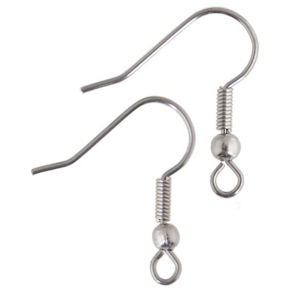 Sundaylace Creations & Bling Basics EARRING FINDING HOOK WITH BALL AND COIL, Earwire,  STAINLESS STEEL 20mm *10 pairs*