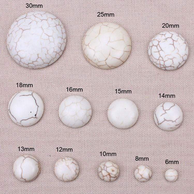 Sundaylace Creations & Bling Stone Gem 14mm Circle Howlite Semi-Precious Stone, White/Ivory  Round, Oval and Teardrop shaped, Stone Gem
