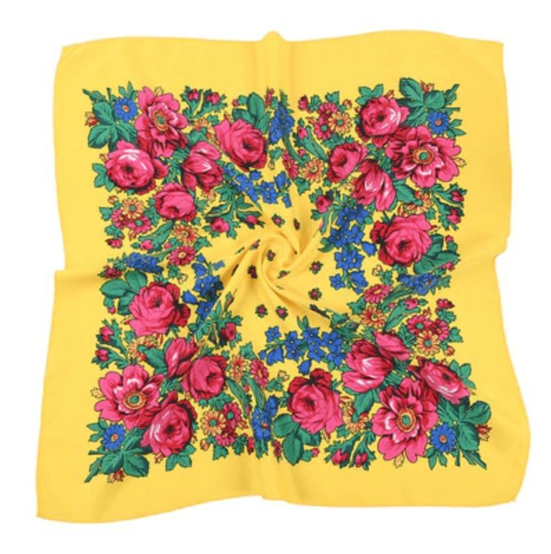 Sundaylace Creations & Bling Promotions Yellow Floral "Kokum Scarf" Cloth Handkerchief/Scarf in Floral Patterns, Promotional Item