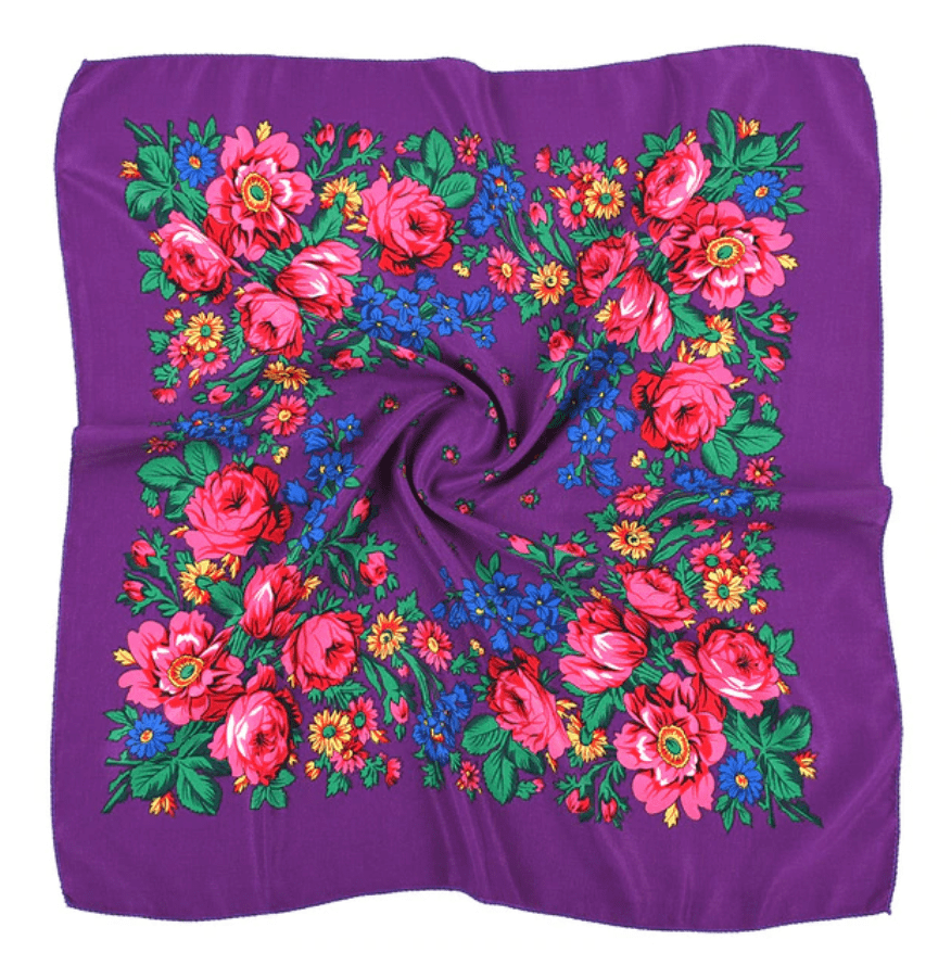 Sundaylace Creations & Bling Promotions Purple Floral "Kokum Scarf" Cloth Handkerchief/Scarf in Floral Patterns, Promotional Item