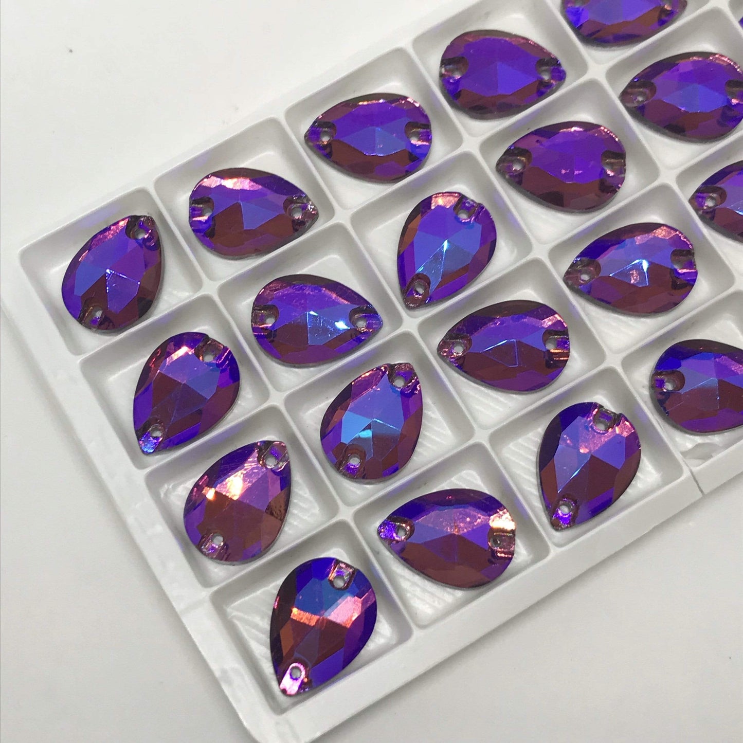 Sundaylace Creations & Bling Glass Gem Light Amethyst/Burgundy AB finish, Teardrop shaped, Sew on, Glass Gem  in 11*18mm or 13*22mm