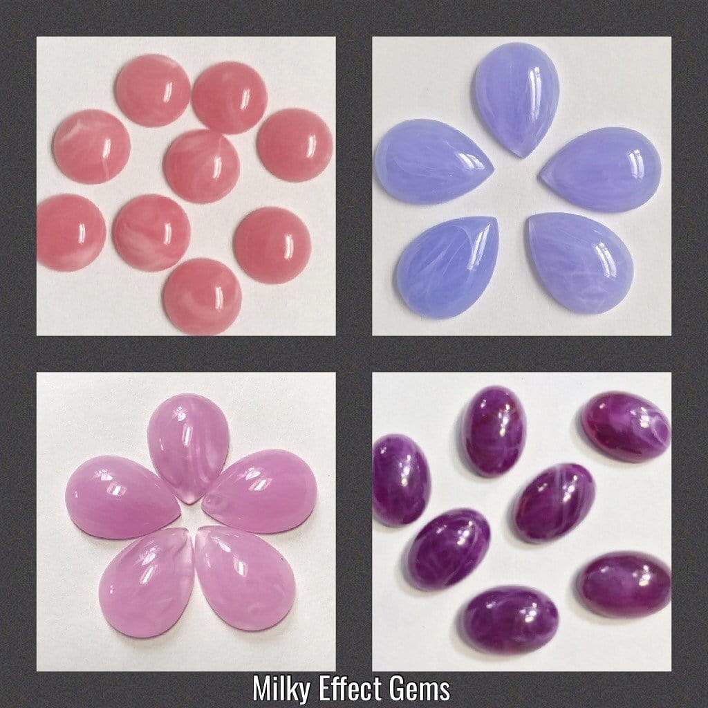 Sundaylace Creations & Bling Resin Gems Purple 10*14mm / Oval Milky White Marbled Effect Acrylic, Various sizes, Glue on, Resin Gems