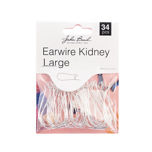 Sundaylace Creations & Bling Basics Must Have Findings - Earwire Kidney Large (apx 33x15mm) Silver 34pcs, Earring Finding,  New Beader Basics