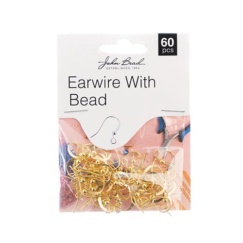 Sundaylace Creations & Bling Basics Must Have Findings - Earwire w/ Bead Gold 60pcs, Earring Finding,  New Beader Basics
