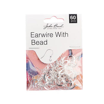 Sundaylace Creations & Bling Basics Must Have Findings - Earwire w/Bead Silver 60pcs, Earring Finding,  New Beader Basics