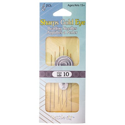 John Beads Basics Sharps Gold Eye Beading Needle w/Threader Size 10, Basics