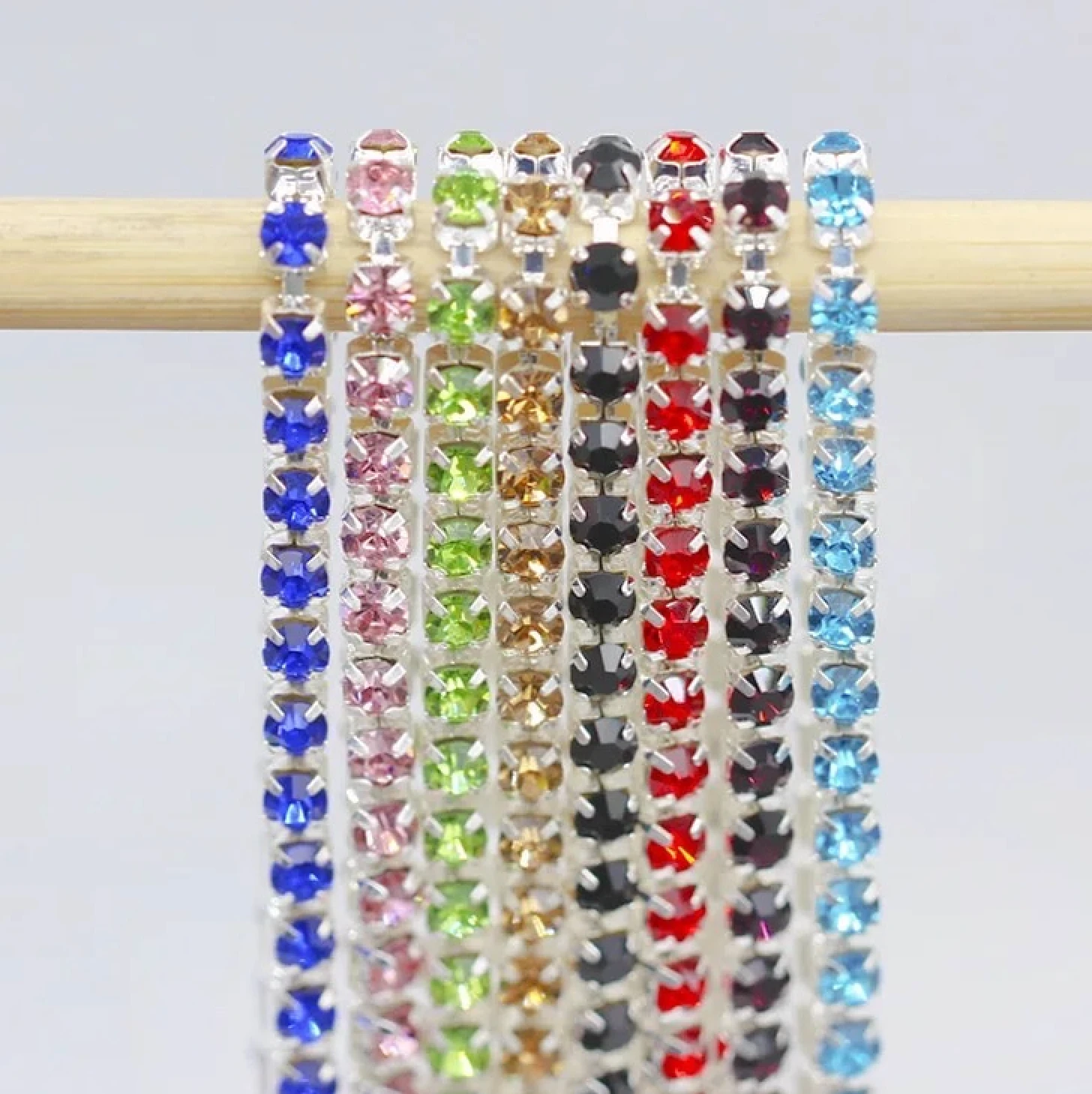 Sundaylace Creations & Bling Promotions "Silver Rainbow Mix" 7 x 1 yard Ss6 Mixed Coloured Metal Rhinestone Metal Set, Black Friday Promotions