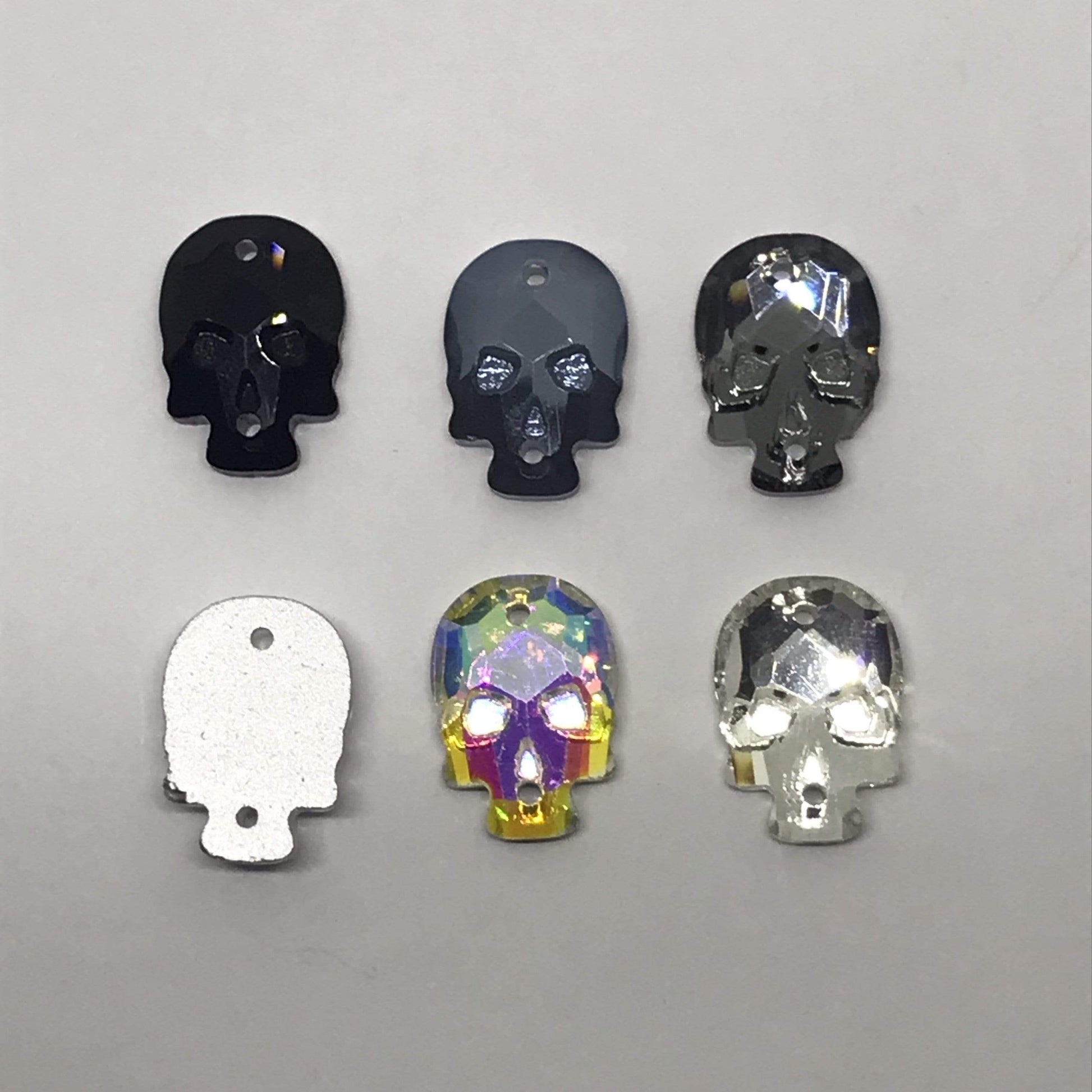 Sundaylace Creations & Bling Fancy Glass Gems Skull Shaped Glass Gem, Flatback, Sew on Gem, in multiple colours