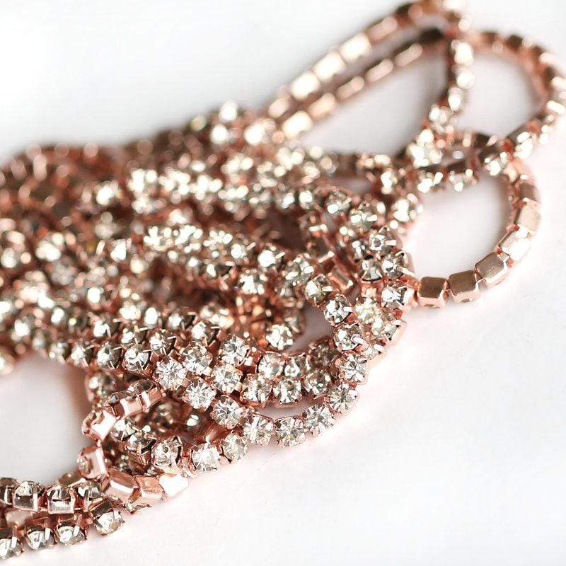 Sundaylace Creations & Bling SS6 Metal Rhinestone Chain Ss12 & Ss6 Clear Stone DENSE, Light Rose Gold /Champagne Metal Rhinestone Chain, Sold in yard