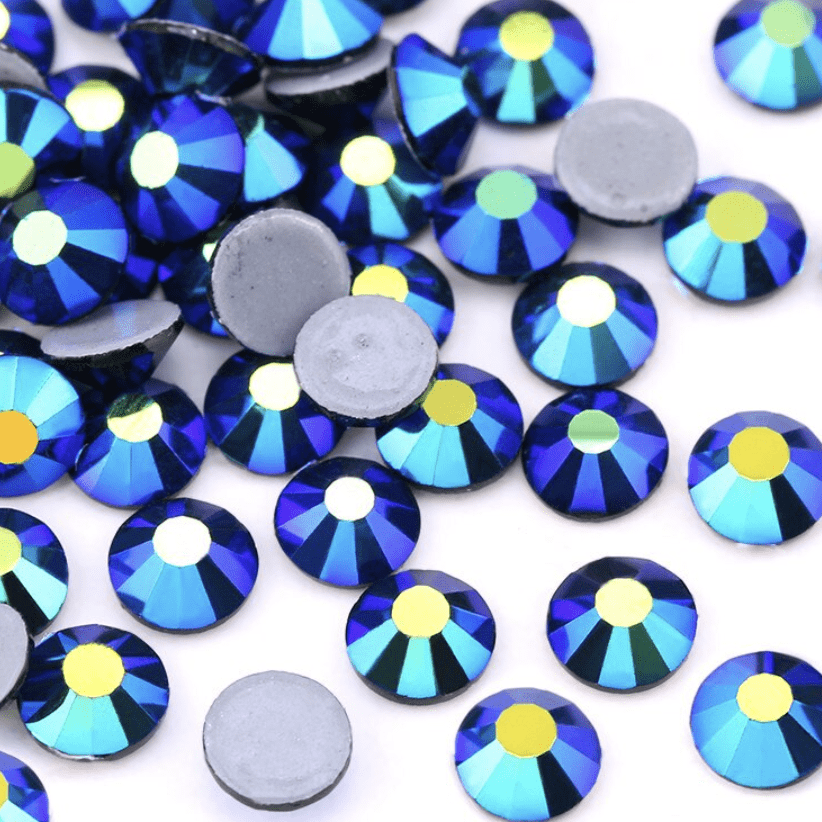 Sundaylace Creations & Bling Glass Gems SS30 Jet AB (Black-Blue AB) Rivoli, Glue on, Glass Gems *Sold in 10 gems