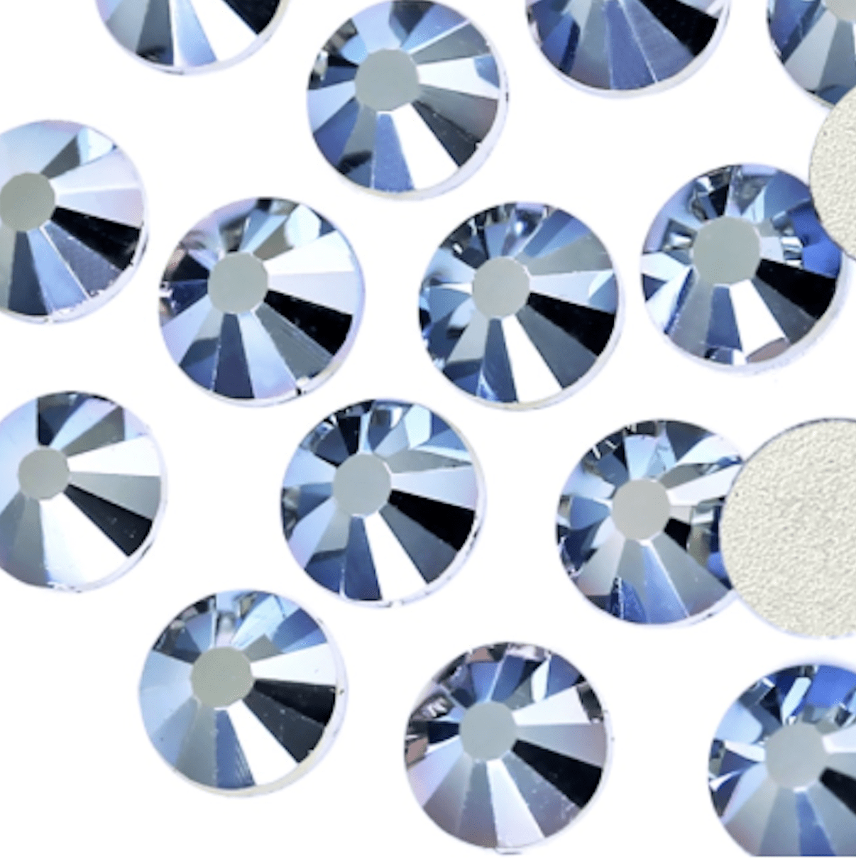 Sundaylace Creations & Bling Glass Gems SS30 Metallic Sky Blue Rivoli, Glue on, Glass Gems *Sold in 10 gems