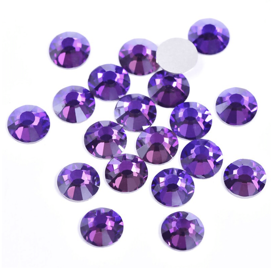 Sundaylace Creations & Bling Glass Gems SS30 Violet Flame Vitrail *Dark Purple* Rivoli, Glue on, Glass Gems *Sold in 10 gems