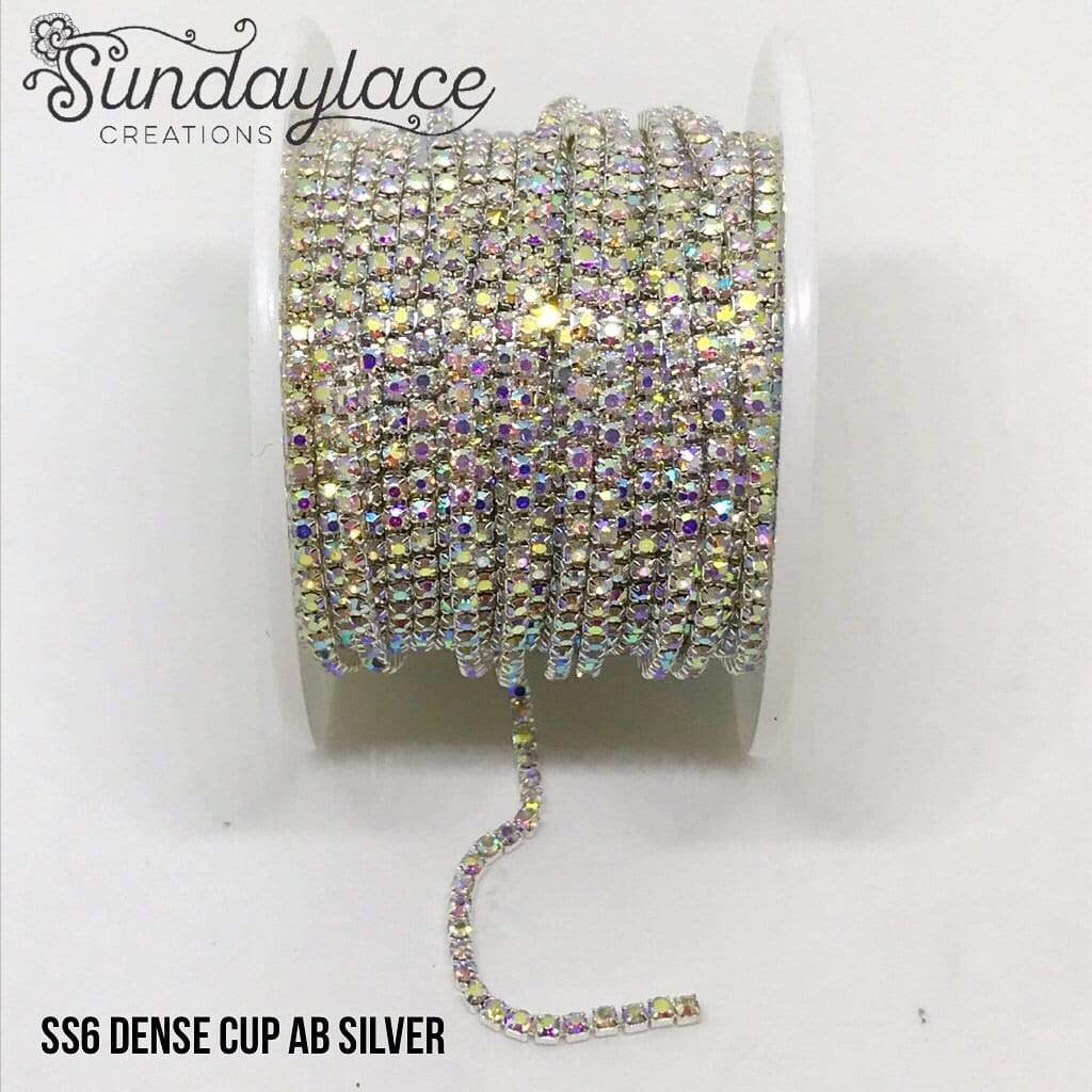 Ss6 AB on Dense Cup Silver Metal Rhinestone Chain, Special – Sundaylace ...