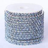 Ss6 Light Blue on SILVER Metal Rhinestone Chain (Sold in 36") SS6 Metal Rhinestone Chain