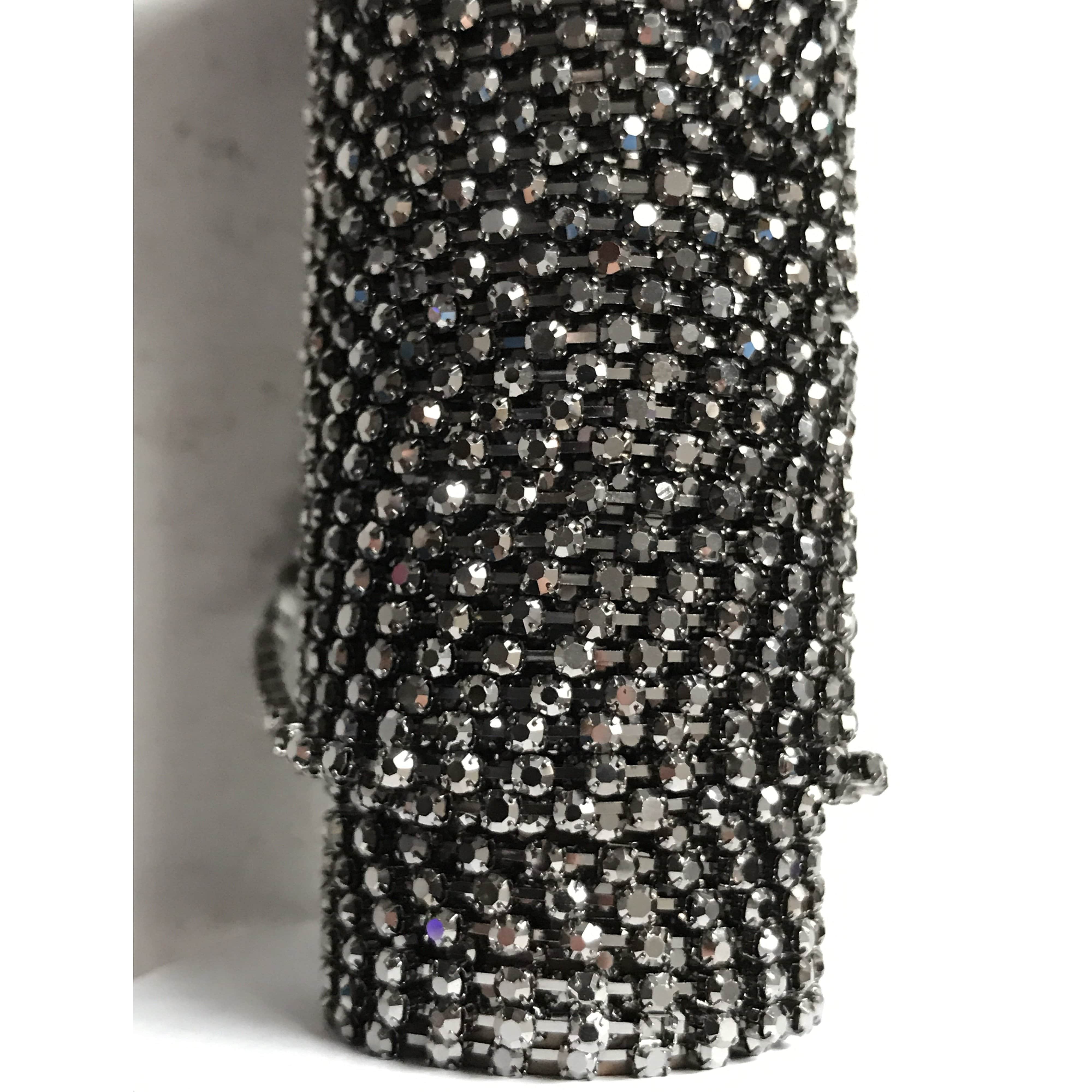 Ss6 Metallic Gunmetal Jet Black Stone, on Gunmetal Metal Rhinestone Ch ...