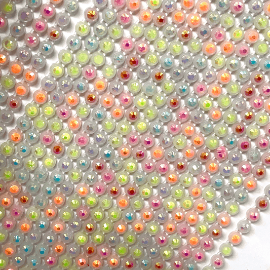 Sundaylace Creations & Bling Ss6 Plastic Rhinestone Banding Rope Ss6 Glow in Dark AB Ss6  Mixed Neon AB Stone *Glow In The Dark* Plastic Rhinestone Chain Banding, Sold in yard (Sold in 36")