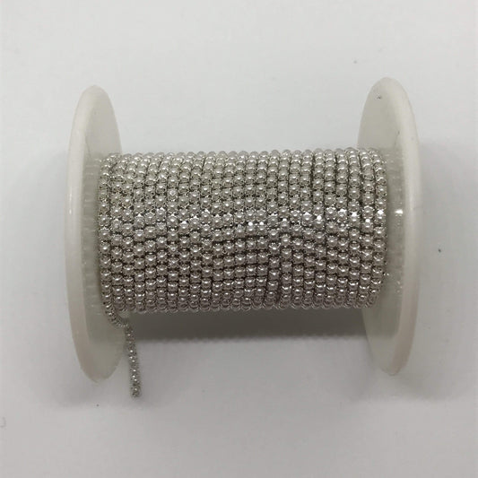 Sundaylace Creations & Bling SS6 Metal Rhinestone Chain Ss6 & Ss12 White/Ivory Pearl Stone,  Silver or Gold Metal Rhinestone Chain