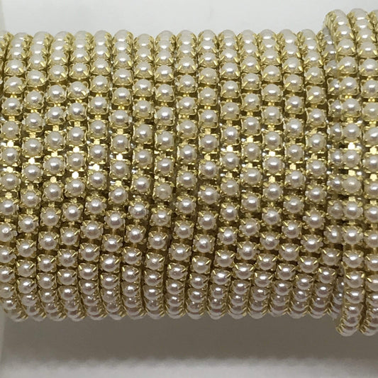 Sundaylace Creations & Bling SS6 Metal Rhinestone Chain ss6 / Gold Pearl Ss6 & Ss12 White/Ivory Pearl Stone,  Silver or Gold Metal Rhinestone Chain