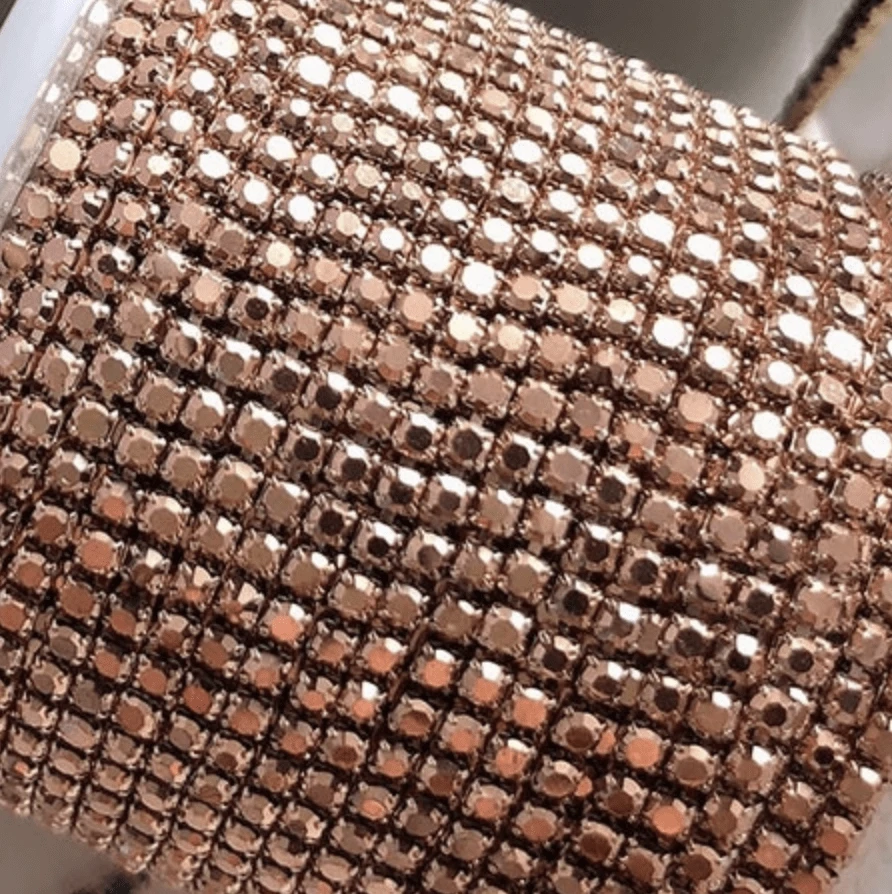 Ss8 Metallic Rose Gold-Copper on Rose Gold Metal Rhinestone Chain (Sold in 36") Ss8 Metal Rhinestone Chain