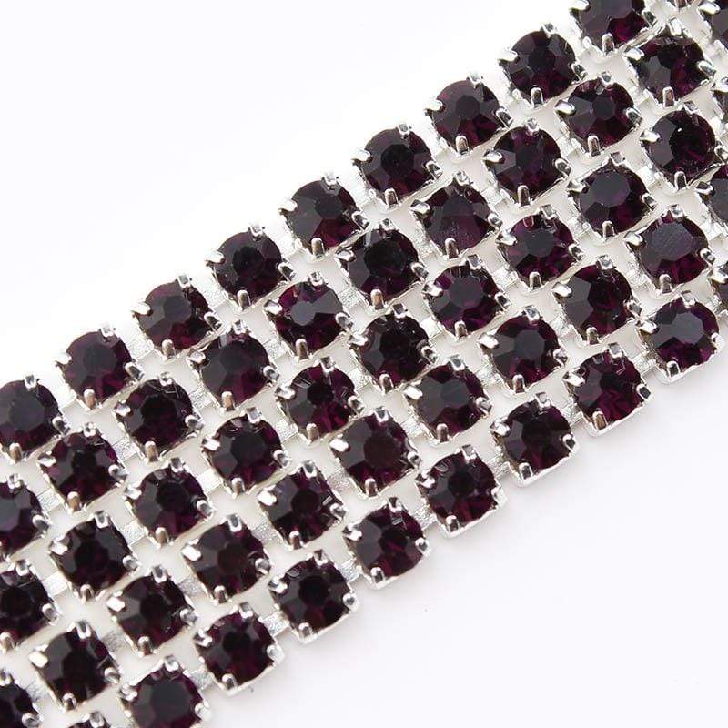 Sundaylace Creations & Bling Ss8 Metal Rhinestone Chain Dark Amethyst Stone Ss8 Multiple Colours in  Silver Cup Metal Rhinestone Chain