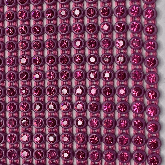 Sundaylace Creations & Bling Ss8 Plastic Rhinestone Banding Rope Ss8 Plastic Rhinestone Chain Banding, Raspberry- Fuchsia Pink Stone, Coloured Stone Plastic Cup Rhinestone Banding Chain