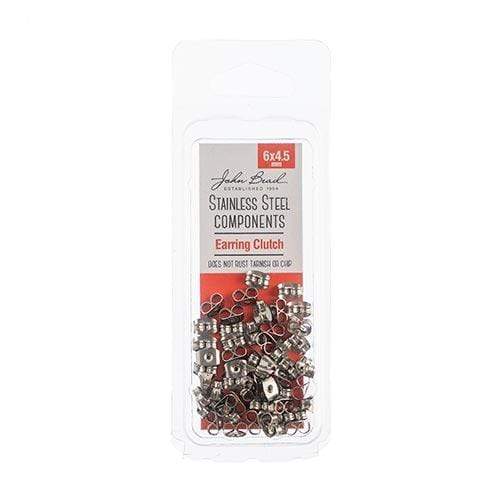 Sundaylace Creations & Bling Basics Stainless Steel Earring Clutch (Backing for Earring Studs/Posts) 6*4.5mm 50pcs, John Bead Basics