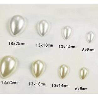 Sundaylace Creations & Bling Pearl Gems 13*18mm Resin Pearl / Ivory Teardrop Pearl Gems- White and Ivory Resin Gem