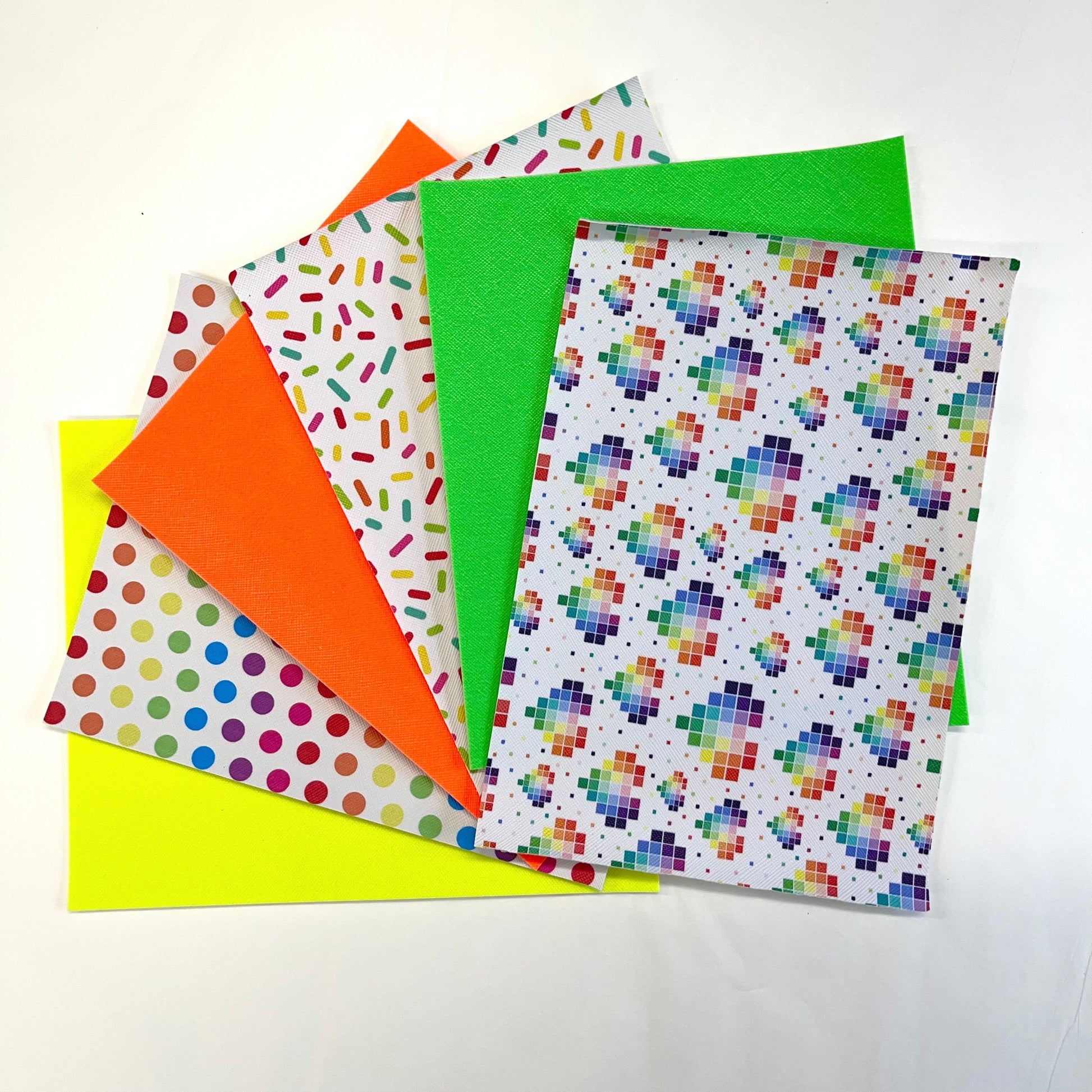 Leatherette Promotions Neon Pride Kit Themed or Random Mystery: 6 Leatherette Half Sheet (15*20cm) Set, Summer Promotions