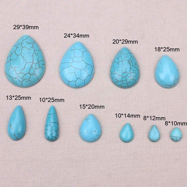 Sundaylace Creations & Bling Stone Gem 10*25mm Long Teardrop Various Semi-Precious Turquoise Stones, Glue on,  Stone Gem