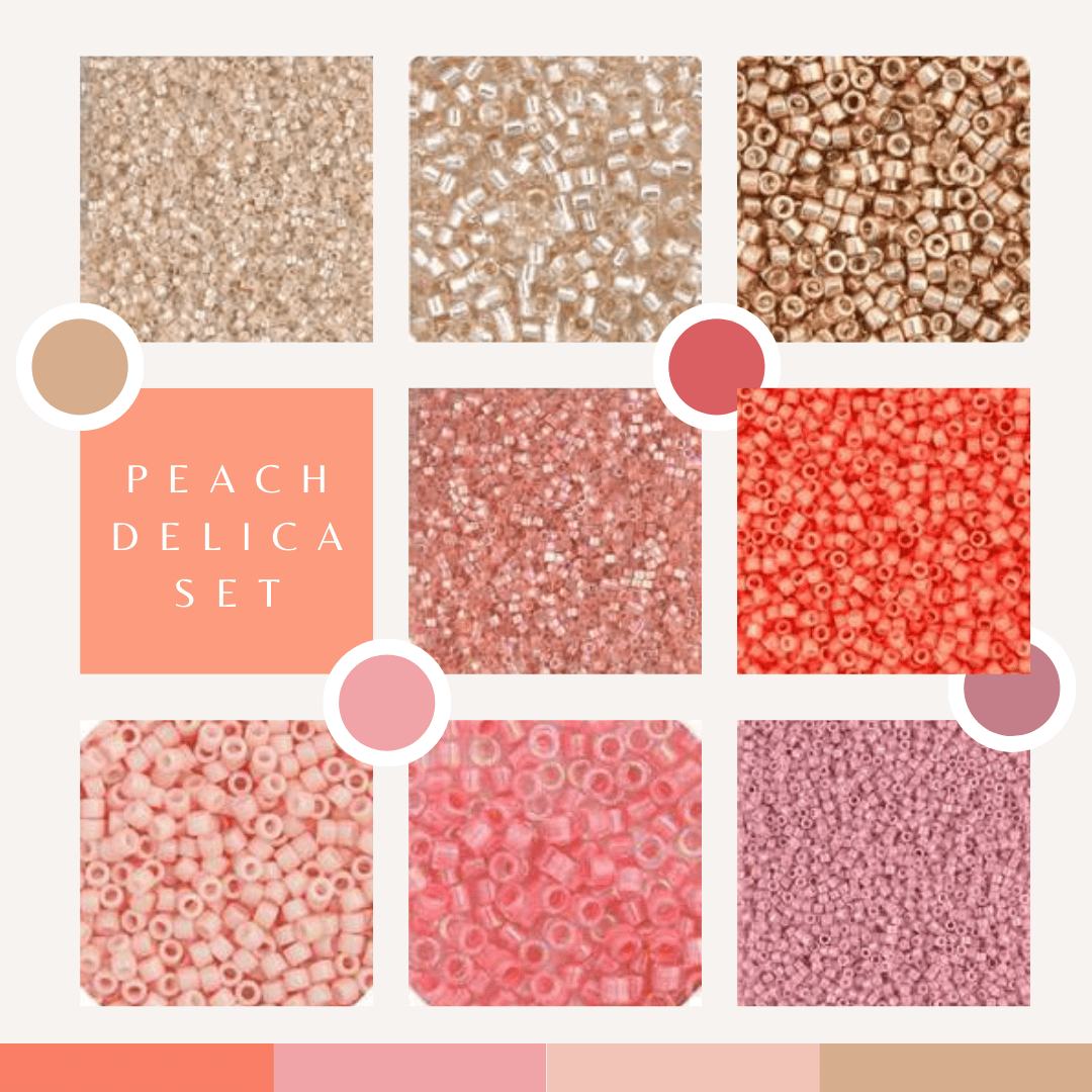 Sundaylace Creations & Bling Promotions Very Peachy Delica Set, 8 Delica Beads Set, Summer Promotions