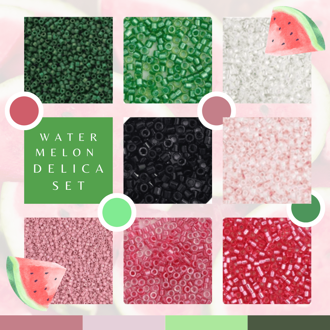 Sundaylace Creations & Bling Promotions Watermelon Set, 8 Delica Beads Set, Summer Promotions