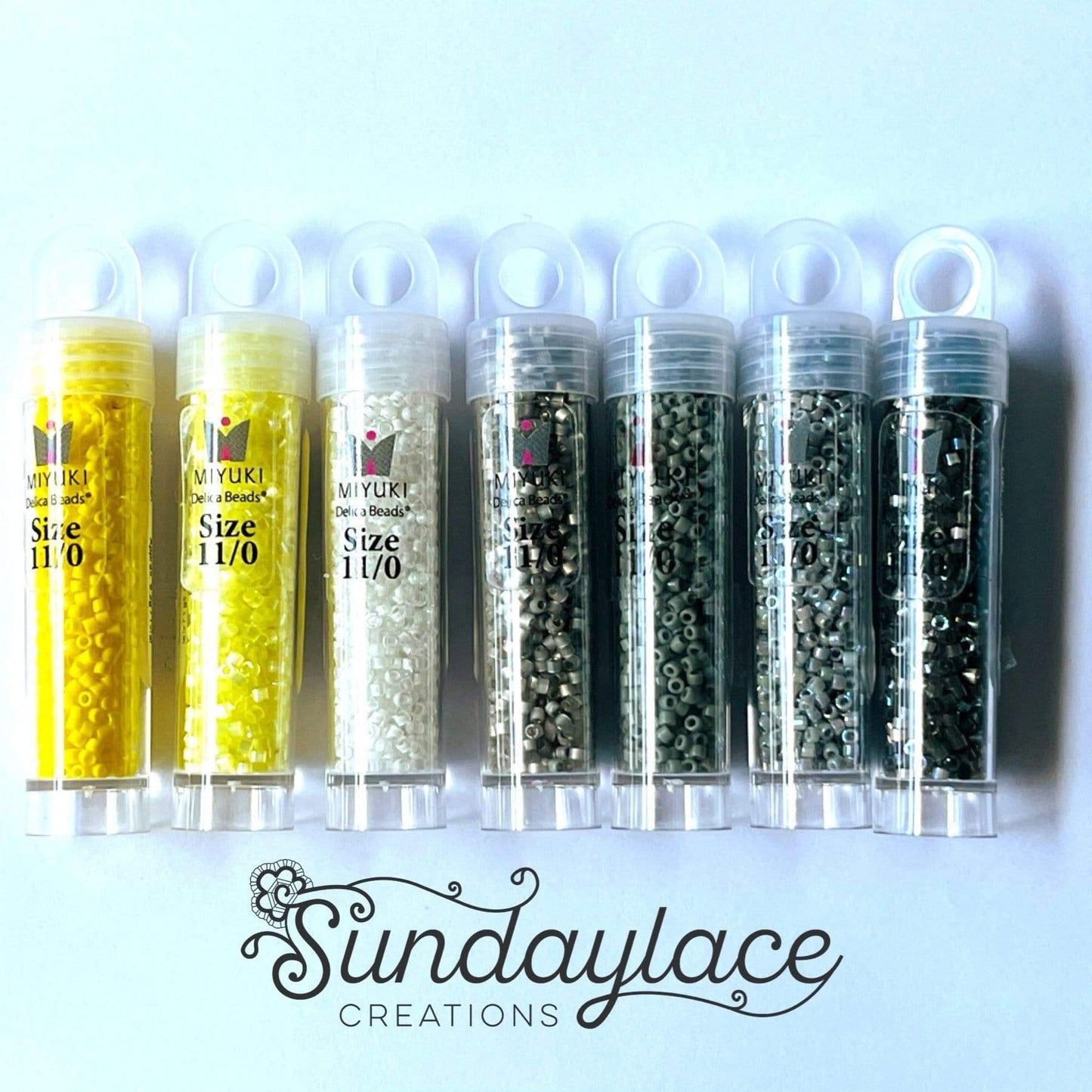 Sundaylace Creations & Bling Promotions Yellow & Grey 7 Delica Beads Set, Promotions