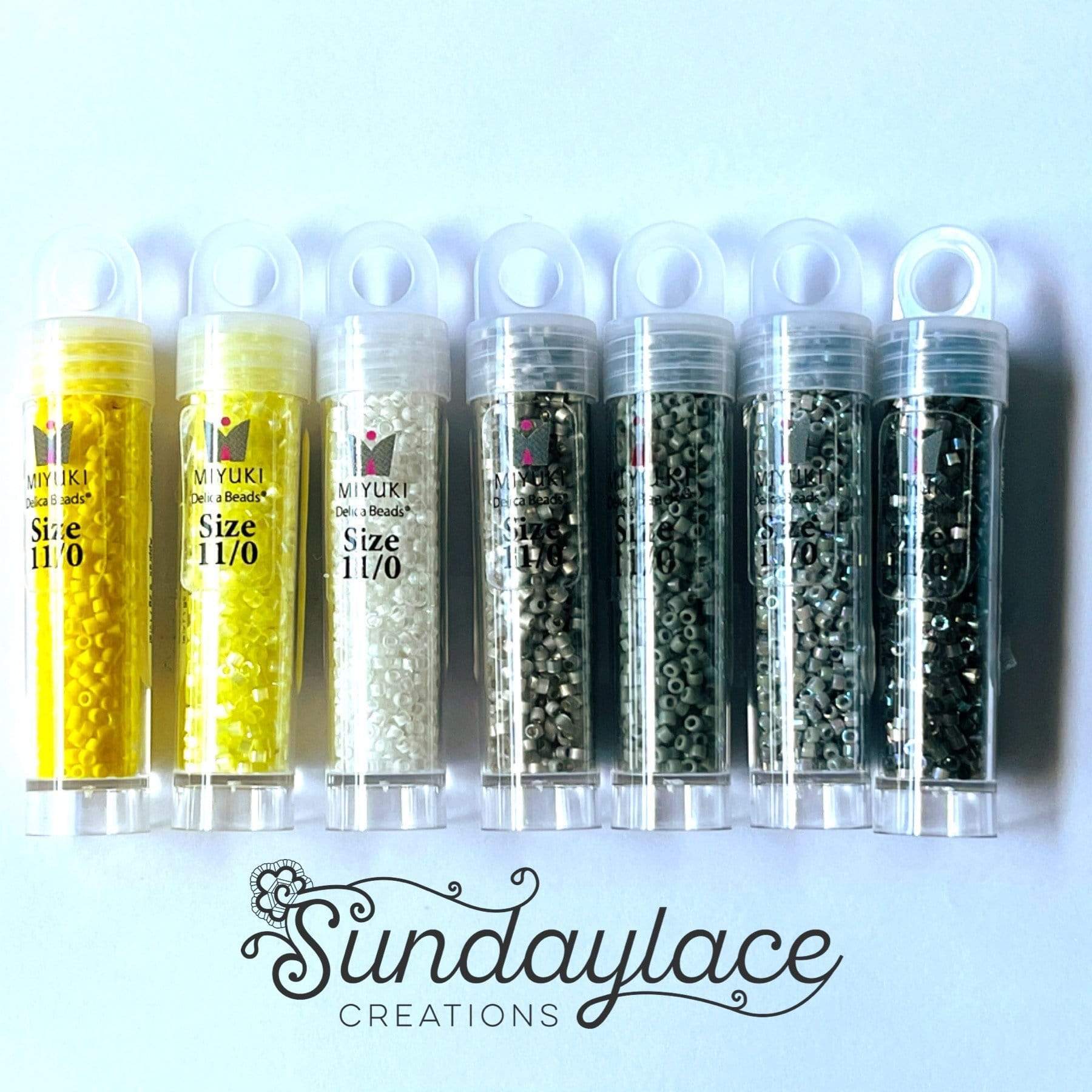 Sundaylace Creations & Bling Promotions Yellow & Grey 7 Delica Beads Set, Promotions